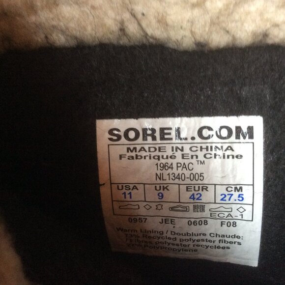 Sorel Gray & Purple Plaid Waterproof 1964 Pac Winter Boots with Liners Size 11 - Picture 3 of 9